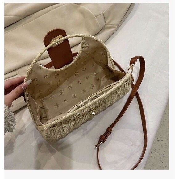 Straw Crossbody Bag Handwoven Rattan Tote Bags Straw Top Handle Shoulder NEW!! - Picture 5 of 12